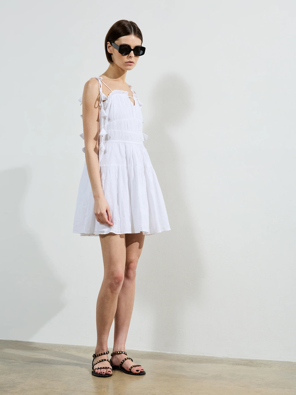 Amra Cotton Gathered Mini Dress