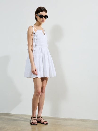 Amra Cotton Gathered Mini Dress