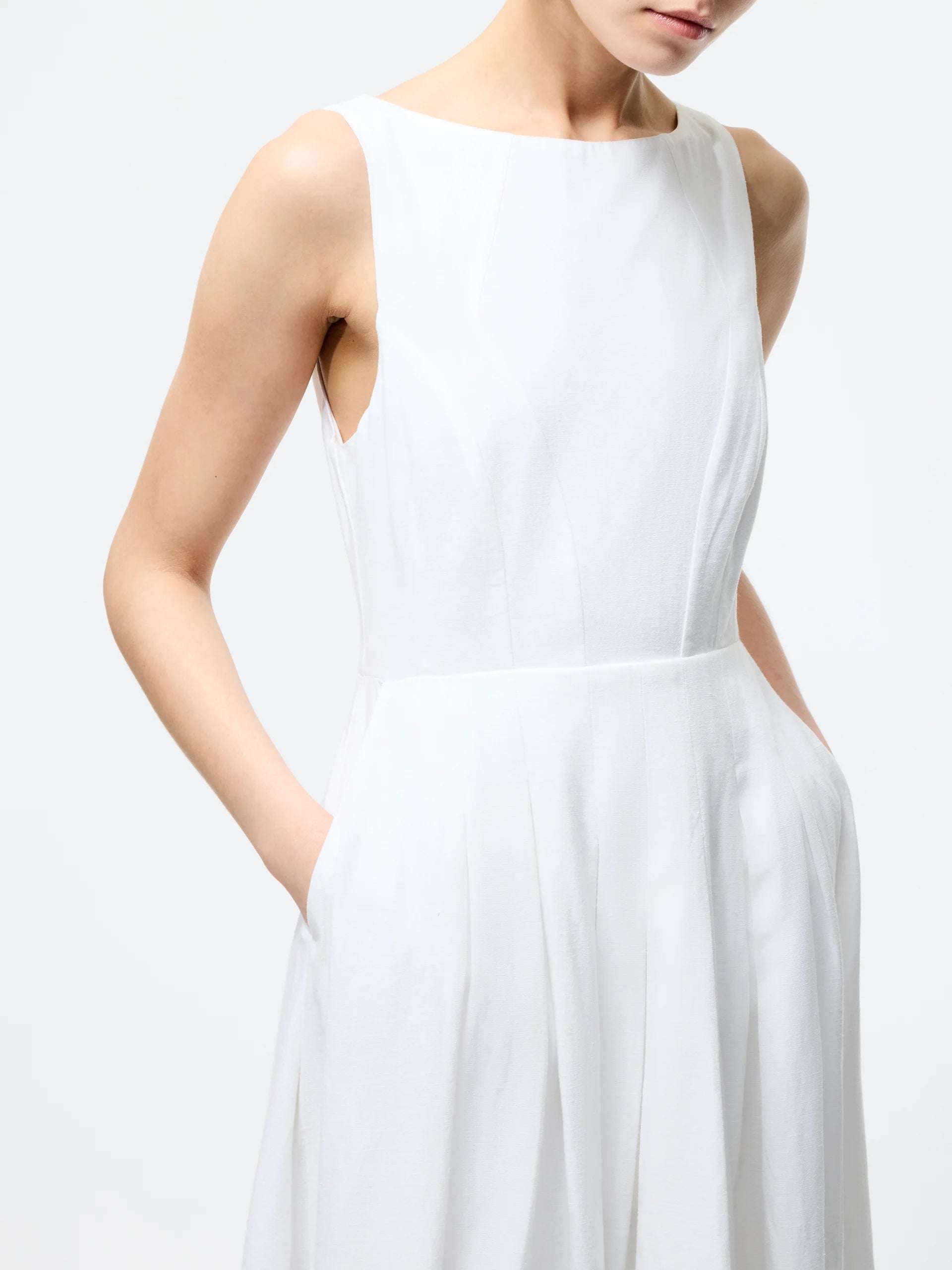 Ariette Linen Blend Sleeveless Midi Dress