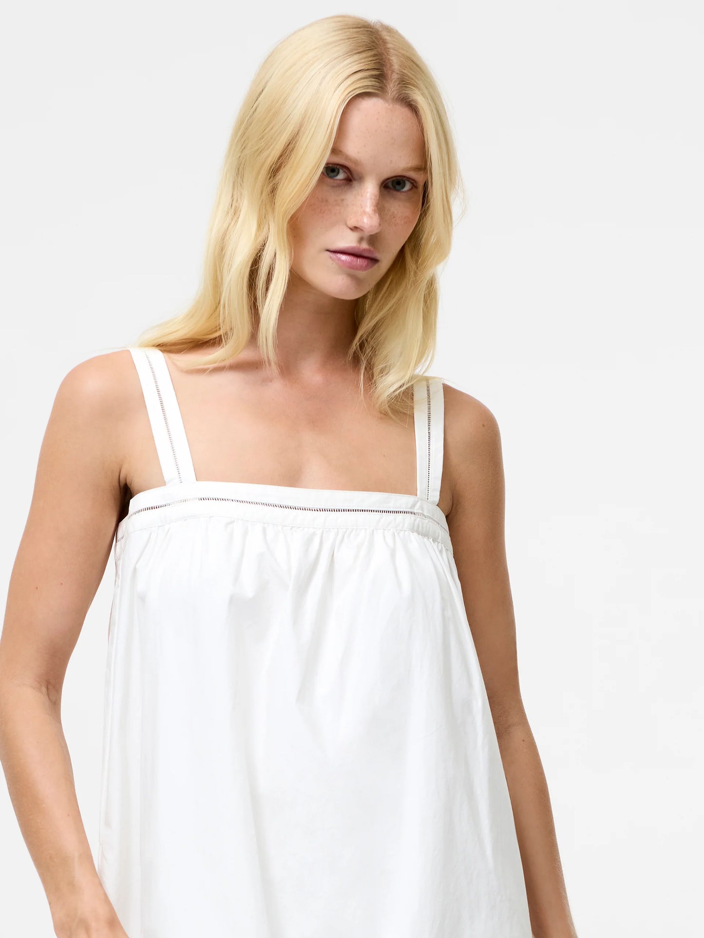 Cotton Square Neck Broderie Anglaise Midi Dress