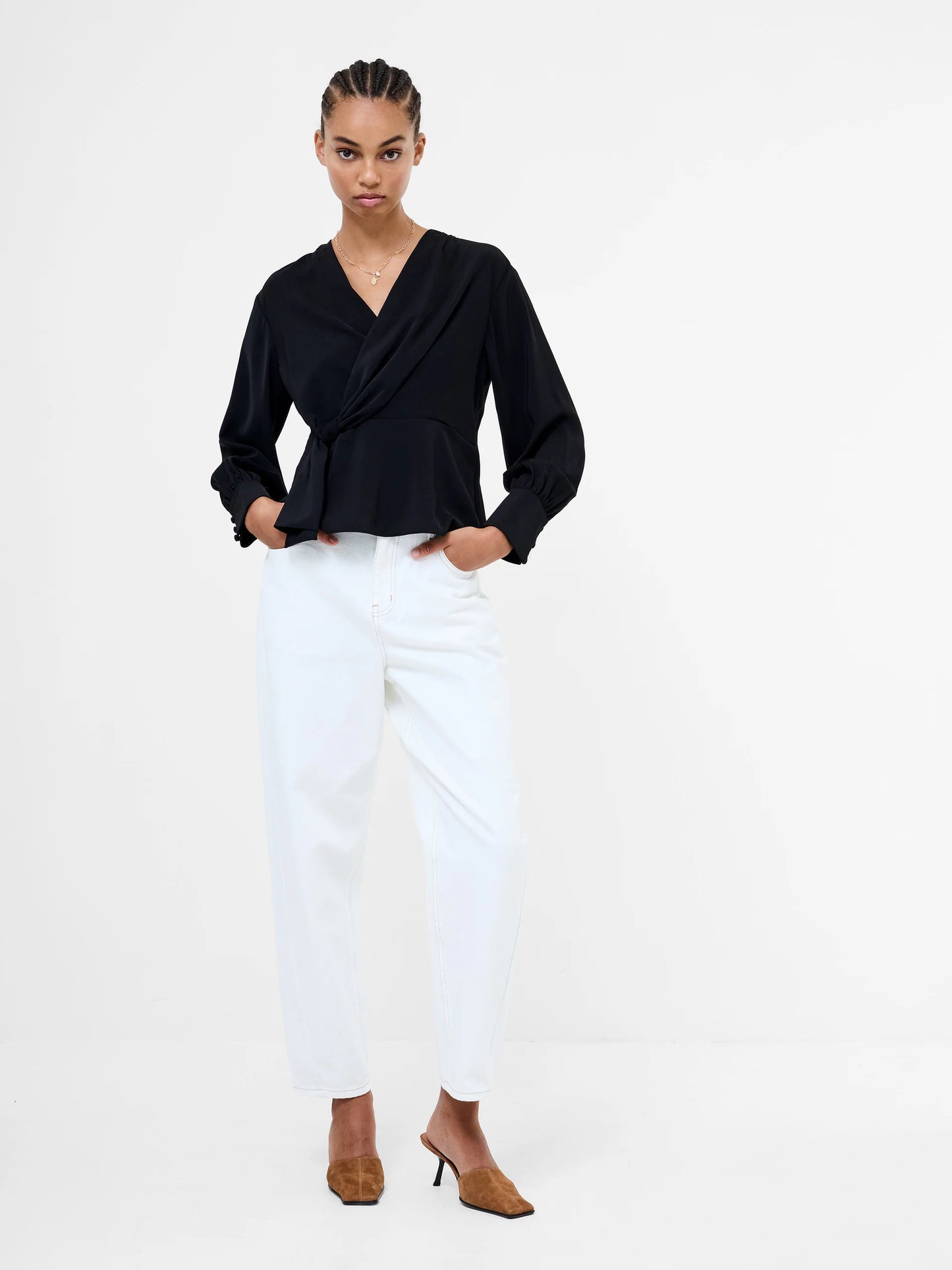 Laurel Crepe Wrap Peplum Top