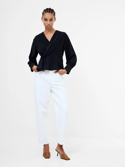 Laurel Crepe Wrap Peplum Top