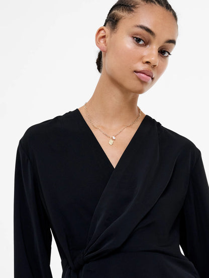 Laurel Crepe Wrap Peplum Top