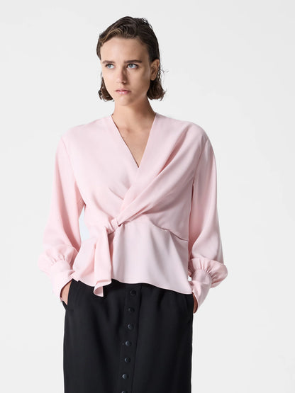 Laurel Crepe Wrap Peplum Top