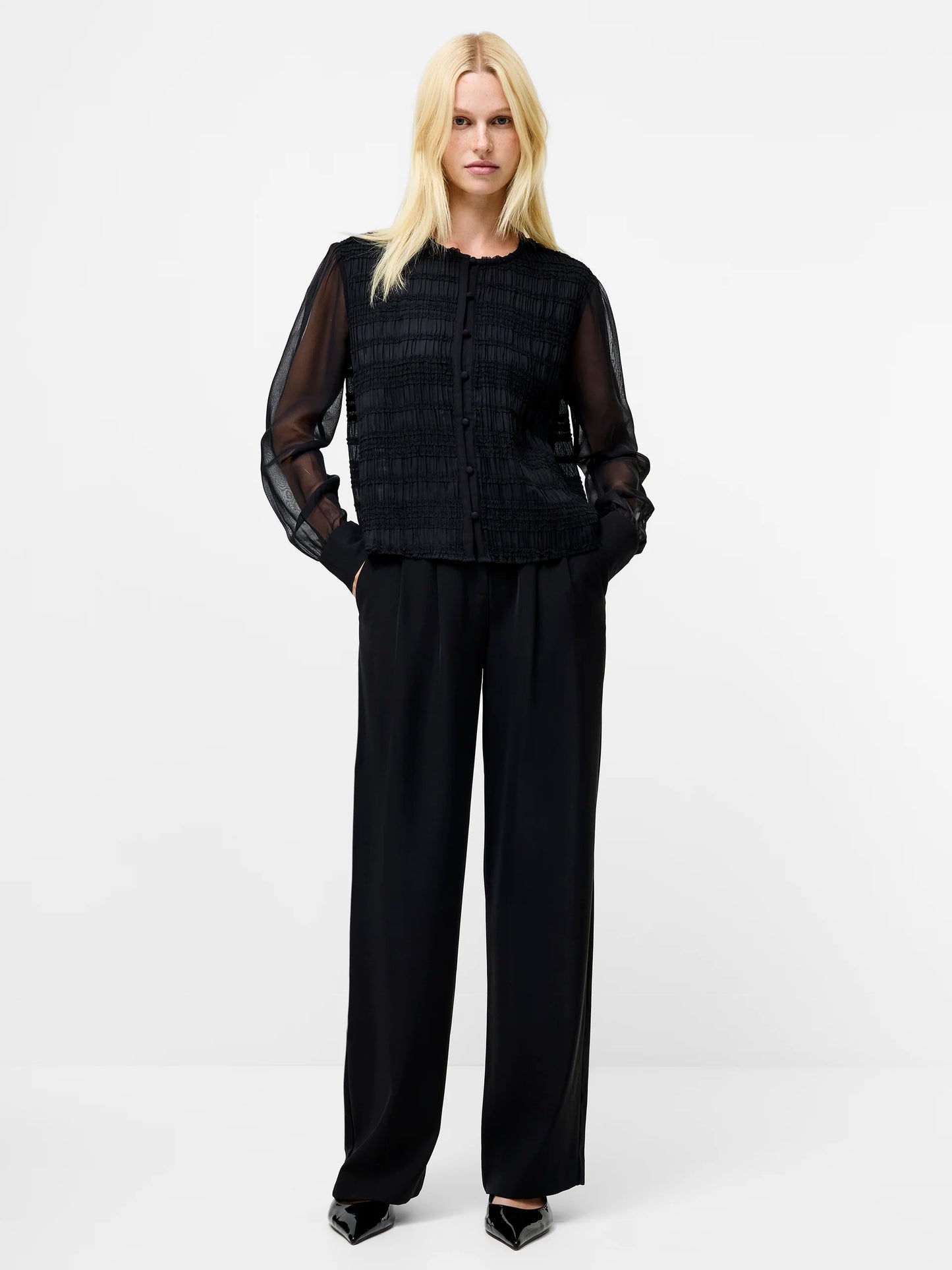 Canary Pleated Long Sleeve Shirt
