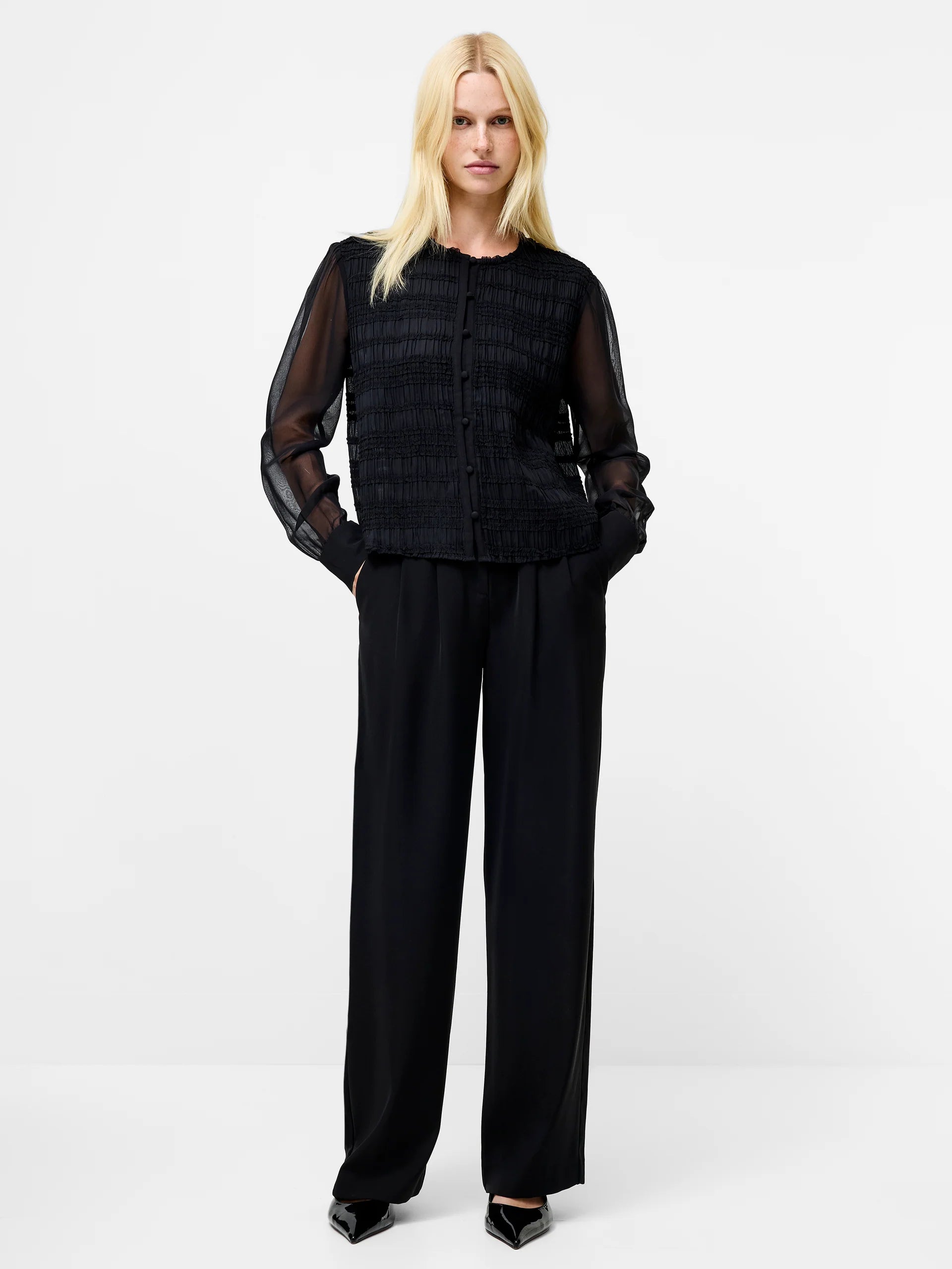 Canary Pleated Long Sleeve Shirt