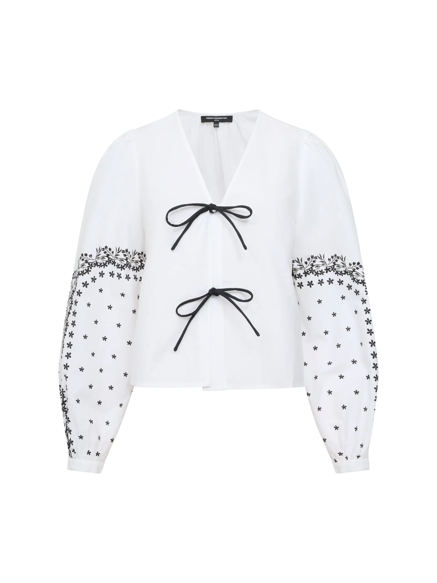 Cambria Cotton Floral Sleeve Tie Up Shirt