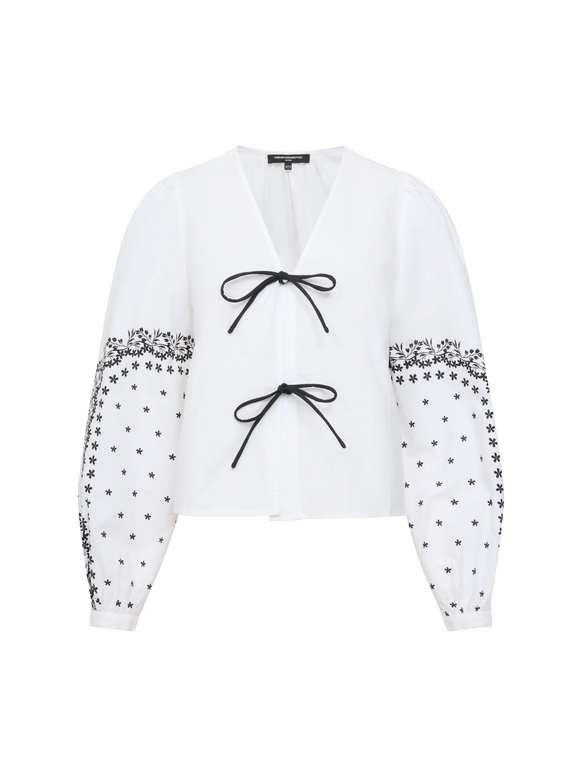 Cambria Cotton Floral Sleeve Tie Up Shirt