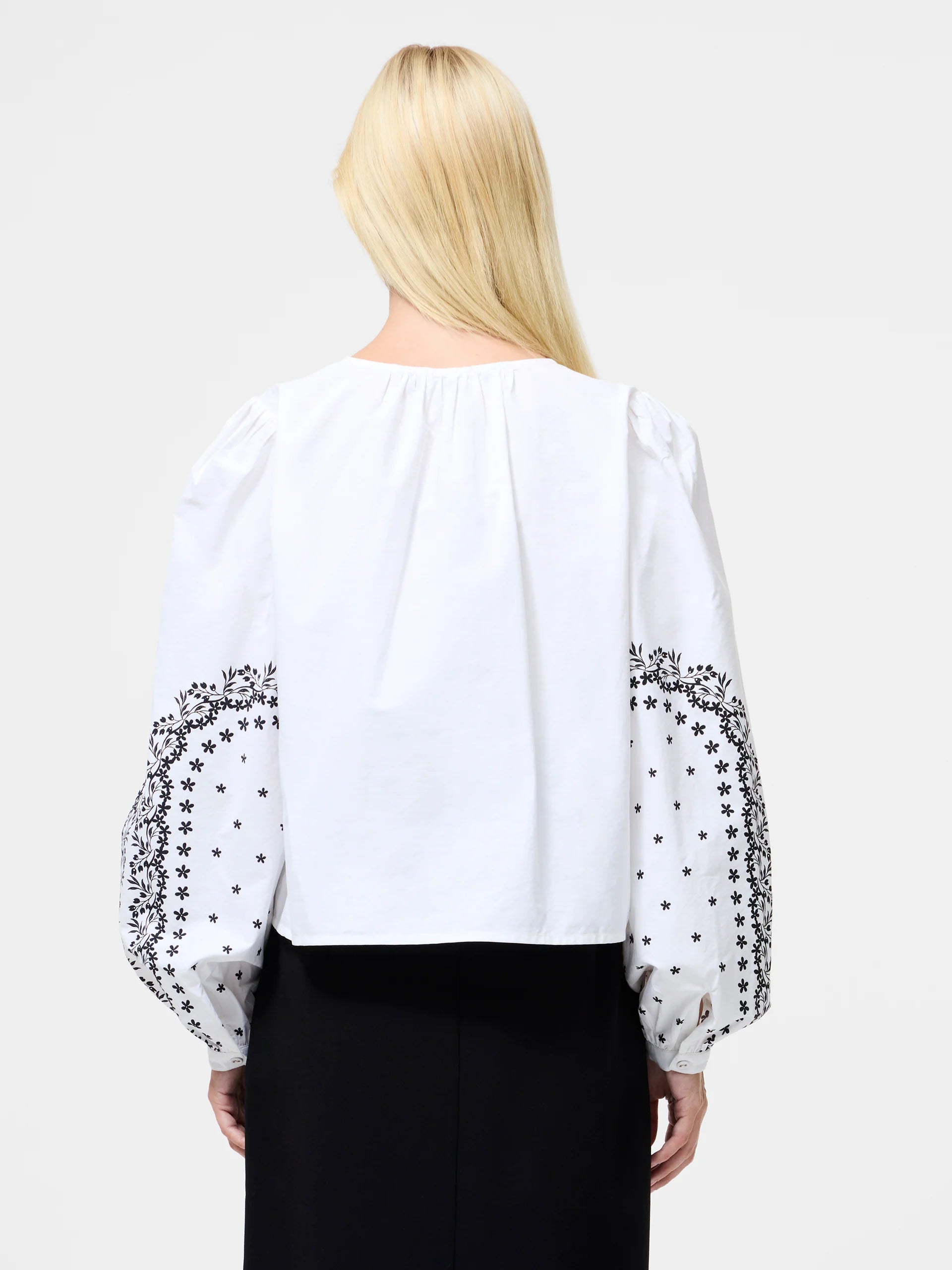 Cambria Cotton Floral Sleeve Tie Up Shirt