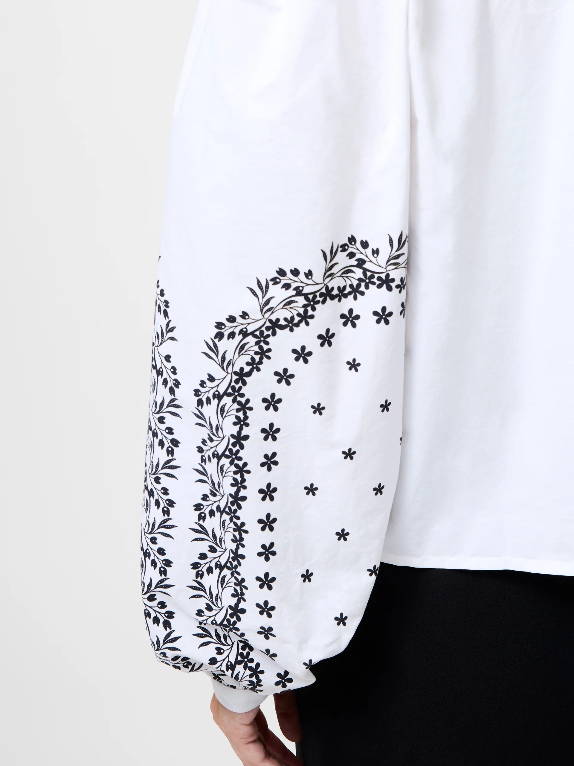 Cambria Cotton Floral Sleeve Tie Up Shirt