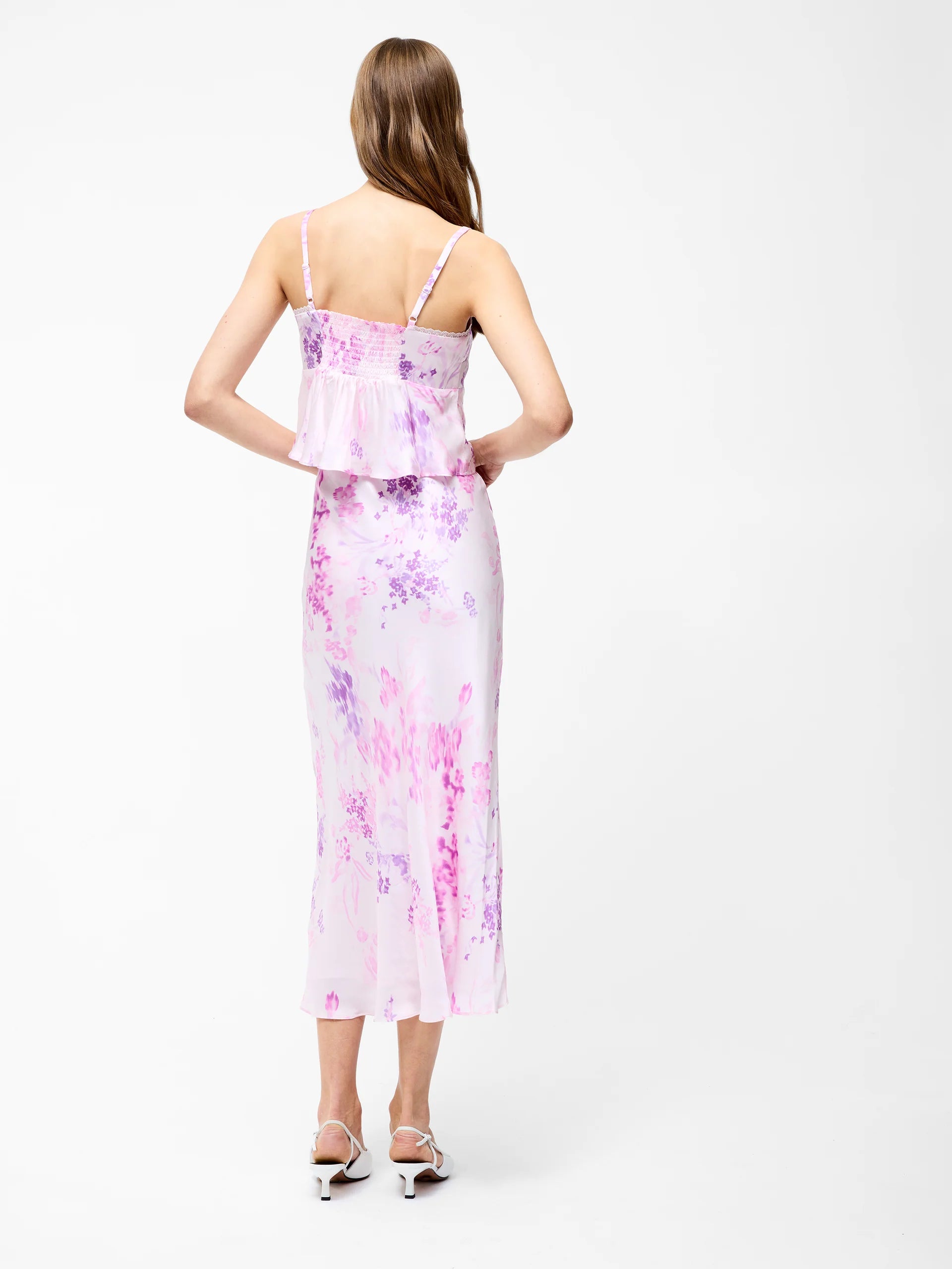 Elyria Oona Satin Midi Skirt