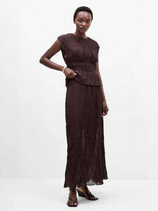 Saylor Pleated Overlay Maxi Skirt