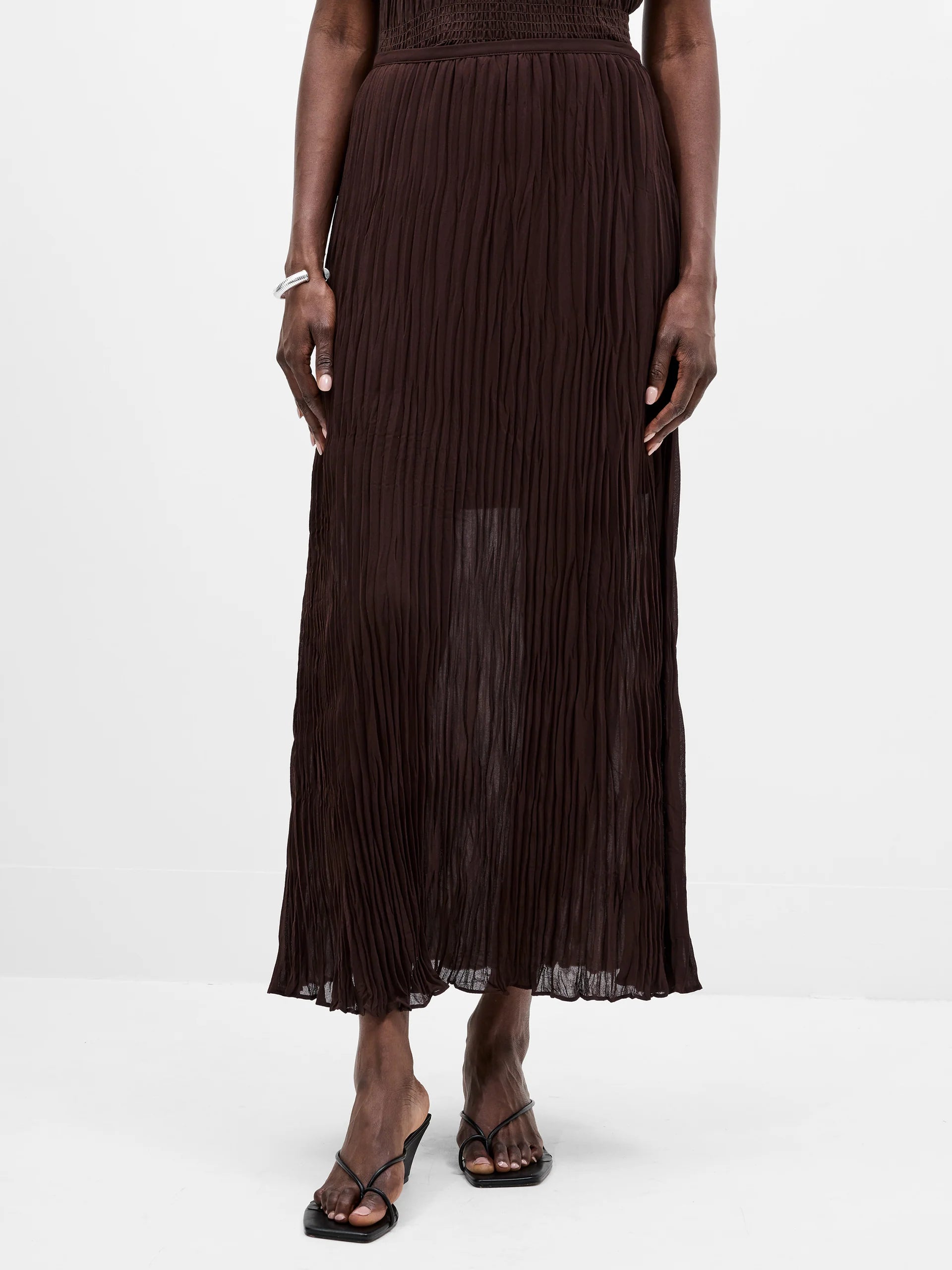 Saylor Pleated Overlay Maxi Skirt