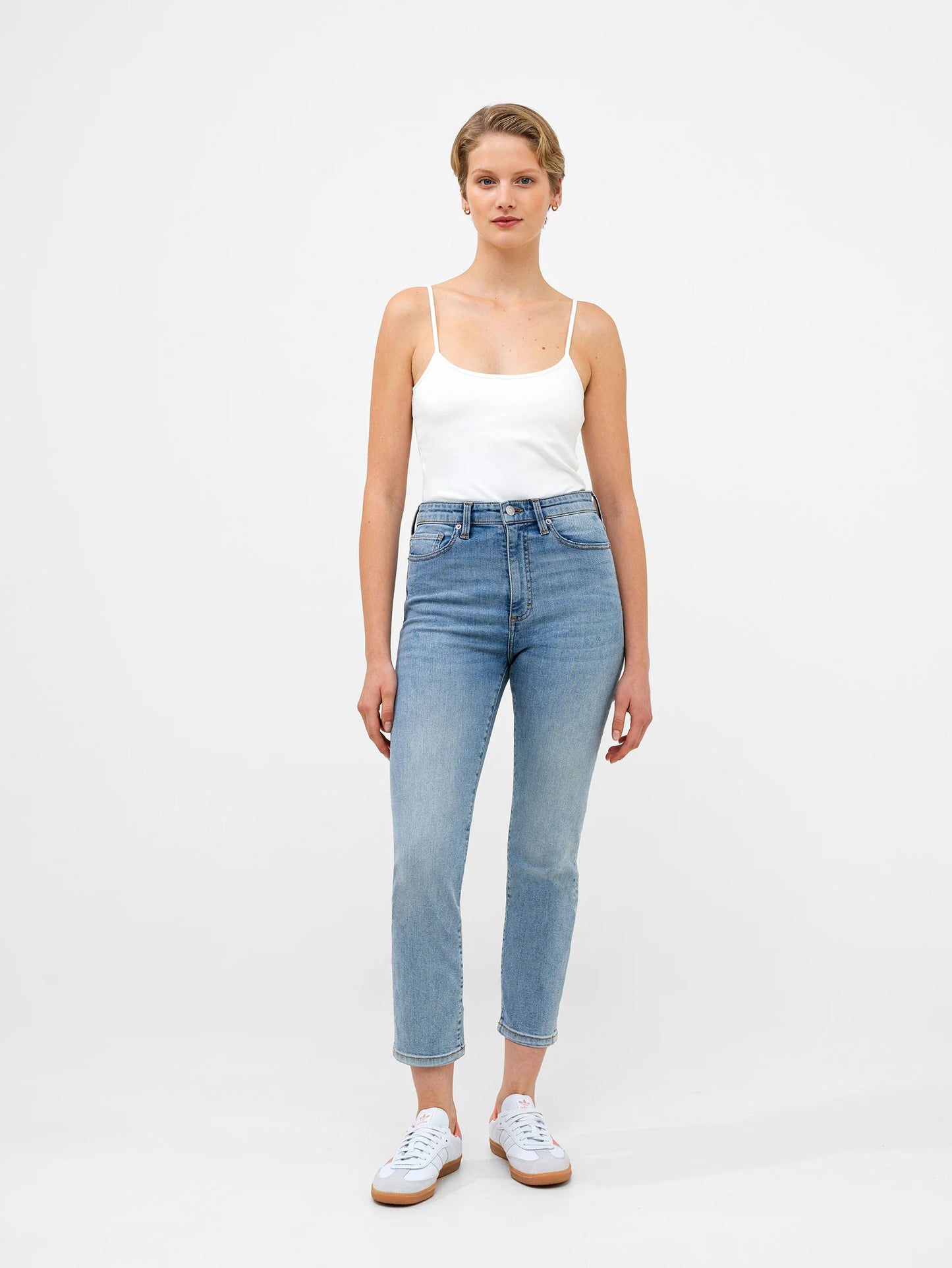 Stretch Denim Cigarette Fit Ankle Length Jeans