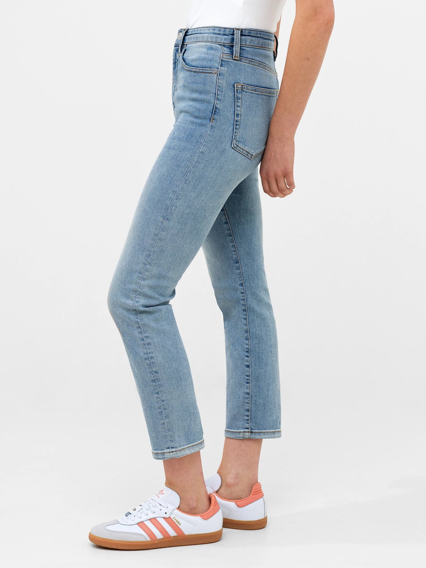 Stretch Denim Cigarette Fit Ankle Length Jeans