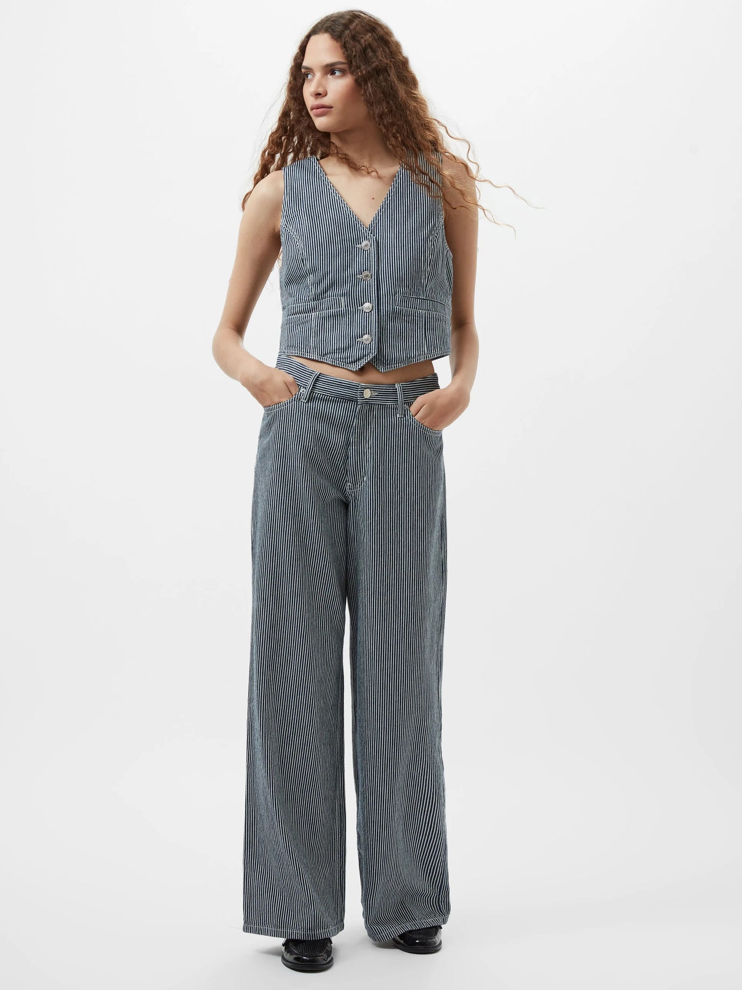 Everett Stripe Denim Wide Fit Jeans