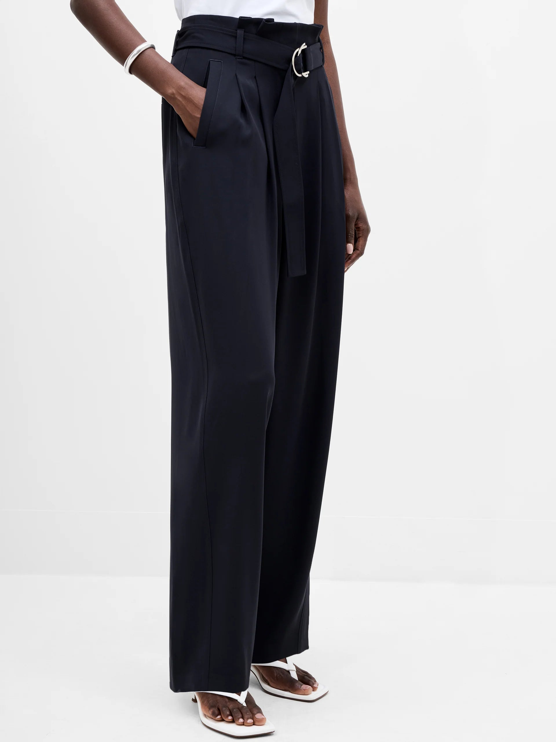 Vinnie Tailored D-Ring Belted Wide Leg Trousers