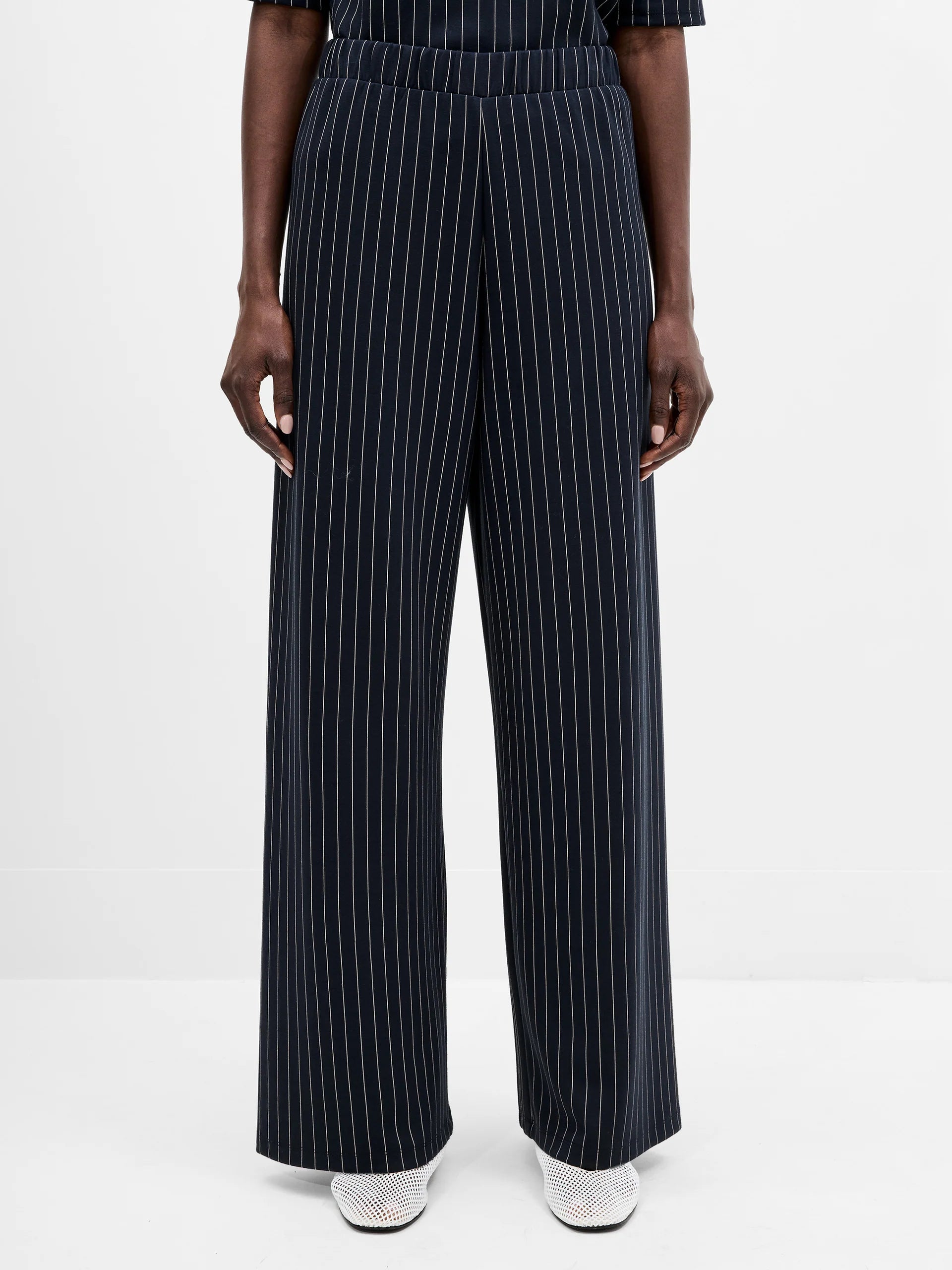 Regina Jersey Pinstripe Wide Leg Trousers
