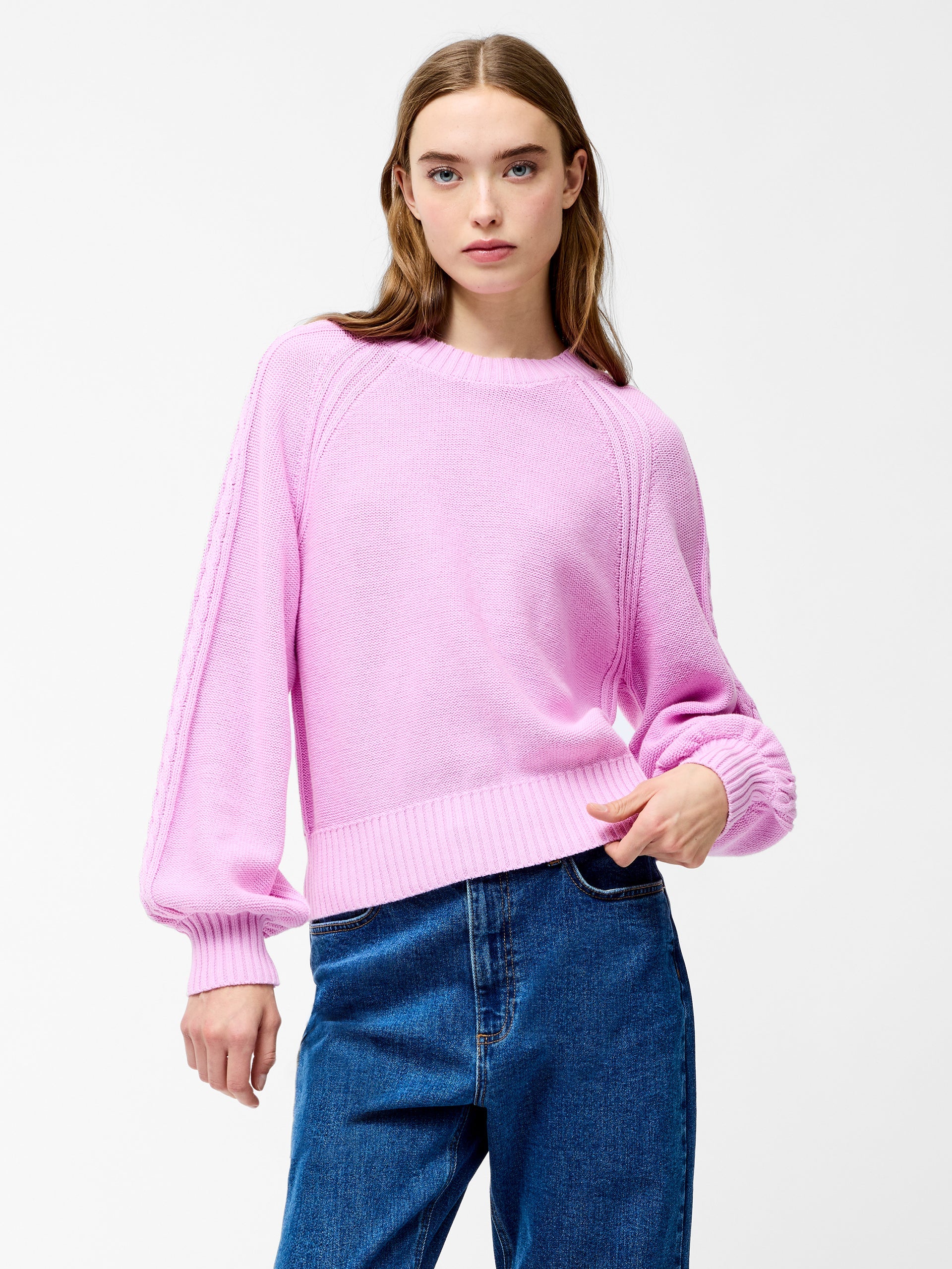 Lily Cable Knit Balloon Sleeve Jumper