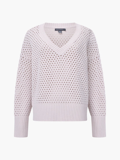 Crochet Knit V Neck Sweater