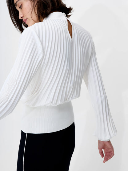 Levy Balloon Sleeve Pleated Top